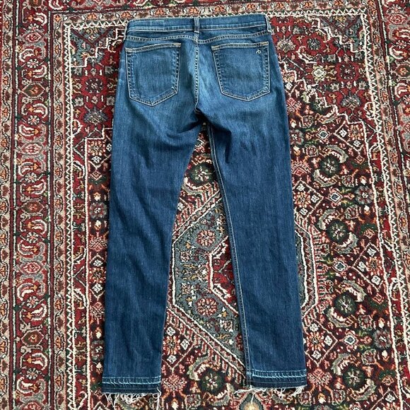 Rag & Bone Denim Stretch Distressed dre Jeans Raw Hem Size 27 Blue - Picture 3 of 8